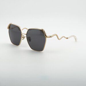 Roberto Cavalli SRC035M 0300 Sunglasses Gold Geometric Frame, Grey Lenses